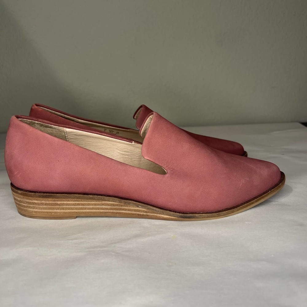 Kelsi Dagger Brooklyn Abbi Wedge Loafers Maroon Leather Point Toe